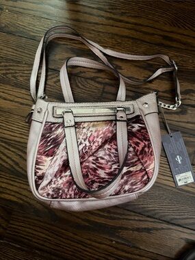 Jennifer Lopez Pink Patterned Shoulder Tote with Chain Accent